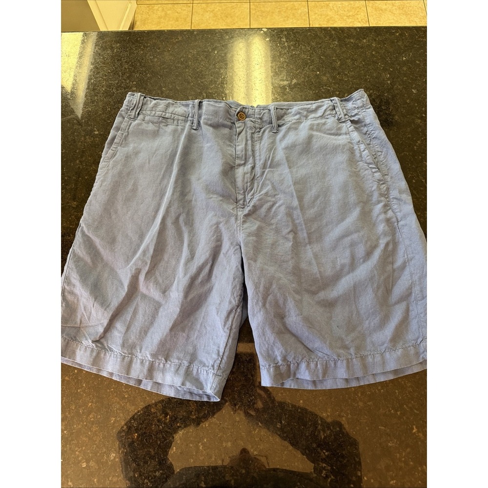 Polo Ralph Lauren Men's Linen Blend Shorts Sz 38 Blue 9 Inch Inseam Classic Fit